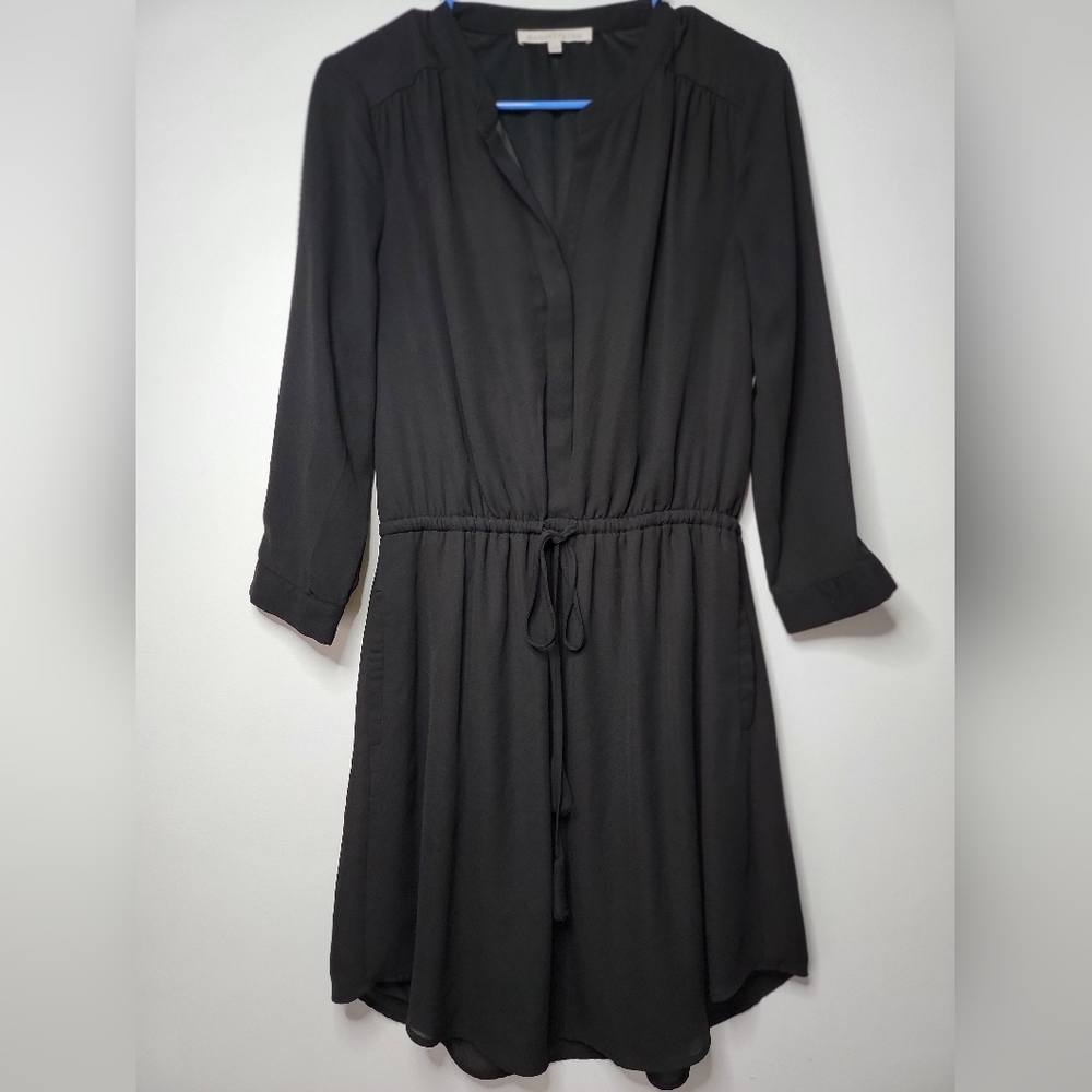 Black V-Neck Midi Dres